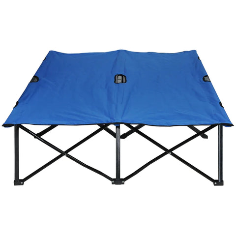 Rootz Opvouwbaar kampeerbed voor 2 personen - Opvouwbaar kampeerbed met draagtas - Kan tot 136 kg dragen - Staal - Oxford - Blauw + Zwart - 193 x 125 x 40 cm