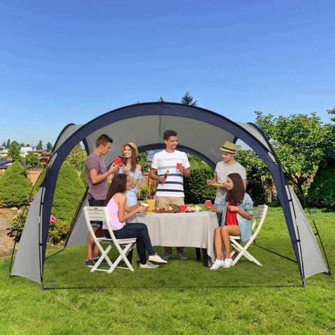 Rootz Camping Tent - Garden Tent - Party Tent - Gazebo Party Tent - Cream/Blue - 3.5x3.5m