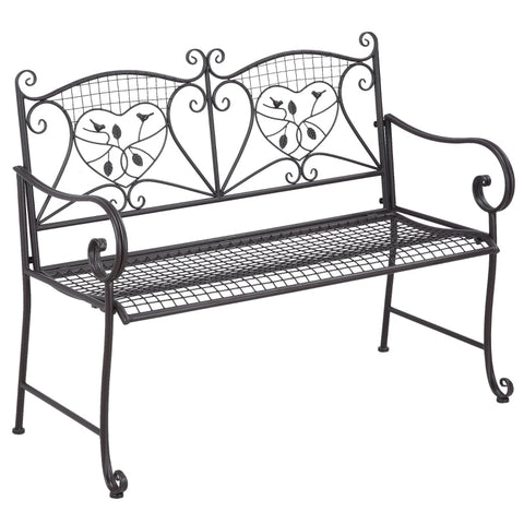 Rootz Garden Bench - Park Bench - 2-Seater Park Bench - Garden Furniture - With Backrest - Up To 220 Kg - Weatherproof - Metal - Coffee - 114 x 53.5 x 91 cm