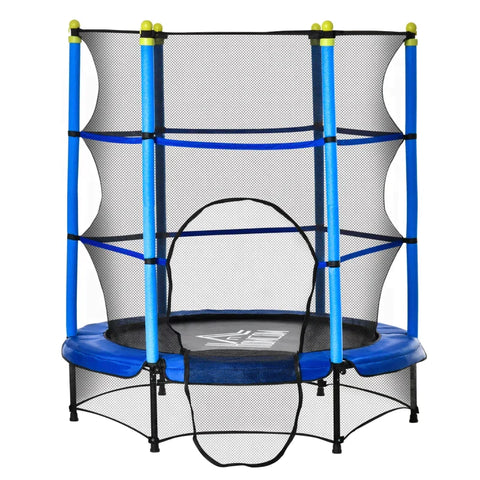 Rootz Trampoline Voor Kinderen - Fitness Trampoline Met Veiligheidsnet - Randafdekking - Rubberen Touw - Binnen - Buiten - Springen - Tuin Trampoline - Staal - Blauw