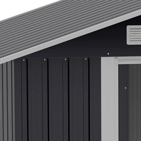 Rootz Gartenschuppen – Gartenlagerschuppen – Geräteschuppen – 2 Schiebetüren – Stahl – Schwarz – 195,5 x 153 x 188 cm