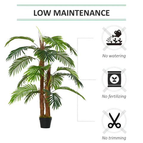 Rootz Artificial Palm Tree - Decorative Plant with 19 Leaves - Nursery Pot - Fake Plastic - Indoor - Outdoor - Greenery - Home - Office - 120 cm