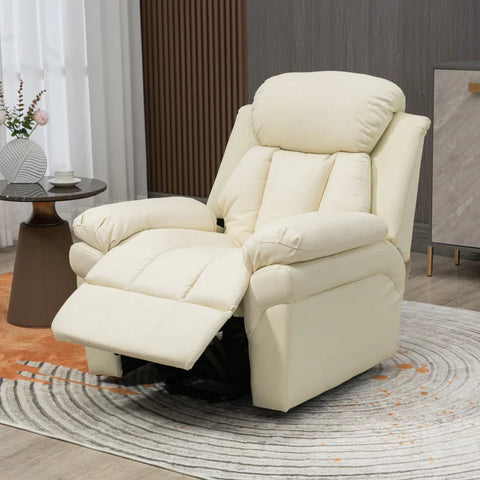 Rootz Relaxation Chair - Stand-up Aid - Including Footrest - Electric Tv Chair - Headrest - 1 Remote Control - Faux Leather - Cream White - 93L x 96W x 105H cm