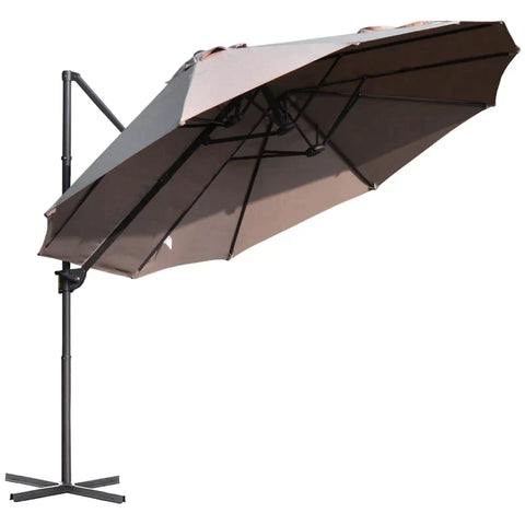 Rootz Double Parasol - Traffic Light Parasol - Garden Parasol - Double Parasol With Crank - Sun Protection - Brown - 440 x 270 x 250 cm