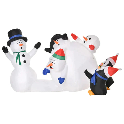 Rootz Inflatable Snowman - Christmas Snowman with LED Lights - Christmas Decoration - Garden Lawn Decoration - White/Red/Black - 213 x 135 x 125 cm