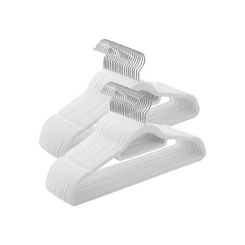 Rootz Hanger - Fluwelen Hanger - Kleerhanger - Set Van 50 Hangers - Kleerhanger - Kledinghanger - Kledinghanger - Kunststof Hanger - Wit - 45 x 0,6 x 23,5 cm