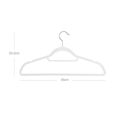 Rootz Hanger - Fluwelen Hanger - Kleerhanger - Set Van 50 Hangers - Kleerhanger - Kledinghanger - Kledinghanger - Kunststof Hanger - Wit - 45 x 0,6 x 23,5 cm