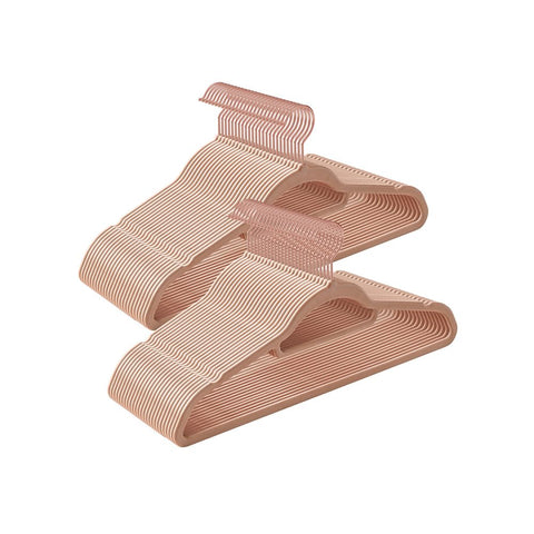 Rootz Hangers - Velvet Hangers - Set Of 50 Velvet Hangers - Velvet Clothes Hanger - Premium Quality Hanger - Stylish Velvet Hanger - Light Brown - 43.5 x 0.6 x 22.5 cm