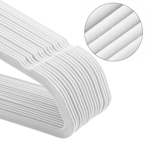 Rootz Hangers - Fluwelen Hangers - Kleerhangers - Set Van 30 Hangers - Kleerhangers - Kledinghangers - Kledinghangers - Kunststof Hangers - Wit - 45 x 0,6 x 23,5 cm