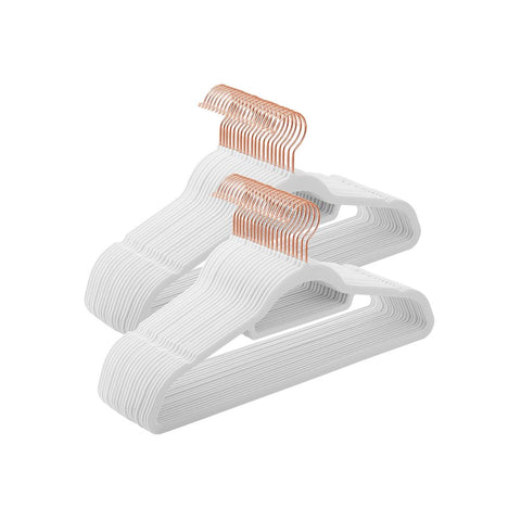 Rootz Hangers - Set Of 50 Hangers - Children's Clothes Hanger - Clothes Hangers - Coat Hangers - Plastic Hangers - Non-slip Hangers - Space-saving Hangers - ABS Plastic - Velvet - Metal Hook - White - 45 x 0.6 x 23.5 cm (L x W x H)