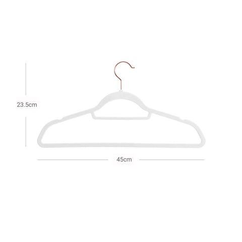 Rootz Hangers - Set Of 50 Hangers - Children's Clothes Hanger - Clothes Hangers - Coat Hangers - Plastic Hangers - Non-slip Hangers - Space-saving Hangers - ABS Plastic - Velvet - Metal Hook - White - 45 x 0.6 x 23.5 cm (L x W x H)