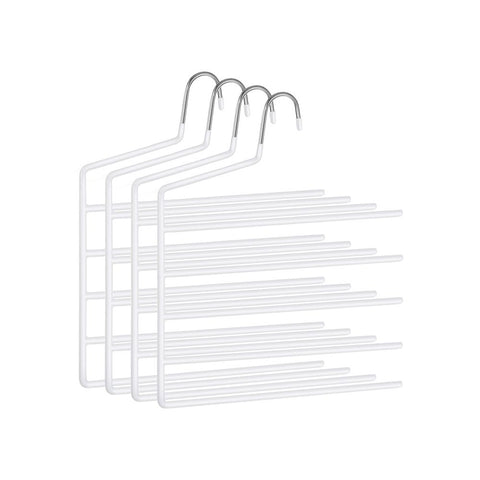 Rootz Multiple Trouser Hangers - Set Of 4 Multiple Trouser Hangers - Hanger - Clothes Hanger - Coat Hanger - Metal With PVC Coating - 32 x 0.5 x 35 cm