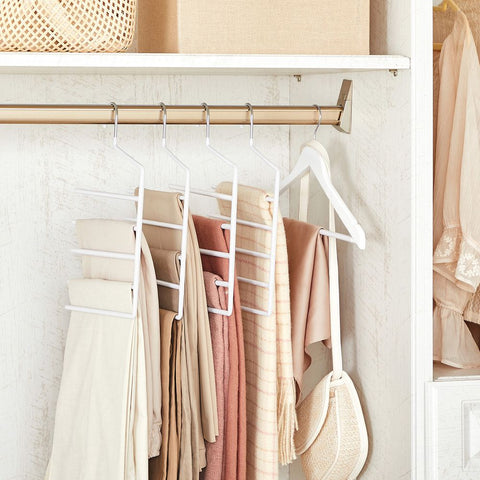 Rootz Multiple Trouser Hangers - Set Of 4 Multiple Trouser Hangers - Hanger - Clothes Hanger - Coat Hanger - Metal With PVC Coating - 32 x 0.5 x 35 cm