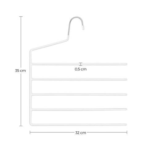 Rootz Multiple Trouser Hangers - Set Of 4 Multiple Trouser Hangers - Hanger - Clothes Hanger - Coat Hanger - Metal With PVC Coating - 32 x 0.5 x 35 cm