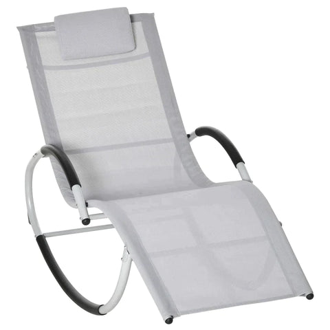 Rootz Rocking Chair - Garden Chair With Rocking Function - Light Grey - 65 x 144 x 83 cm