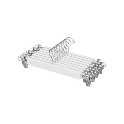 Rootz Hosenbügel – Set mit 8 Hosenbügeln – Kleiderbügel – Kleiderbügel – Kleiderbügel – mit Clips – Weiß – 34 x 1,2 x 12,5 cm