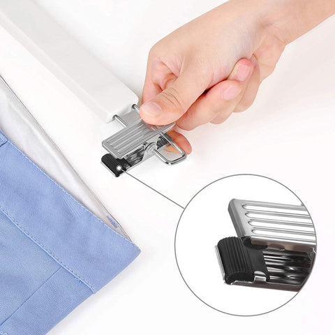 Rootz Hosenbügel – Set mit 8 Hosenbügeln – Kleiderbügel – Kleiderbügel – Kleiderbügel – mit Clips – Weiß – 34 x 1,2 x 12,5 cm