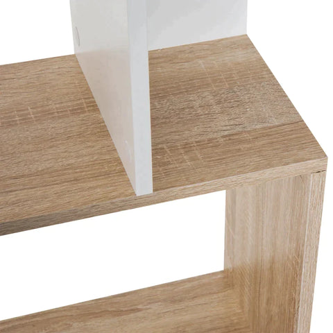 Rootz Bookcase - S Shape Bookcase - 5-Tier - Brown/White - 60cm x 24cm x 184.5cm