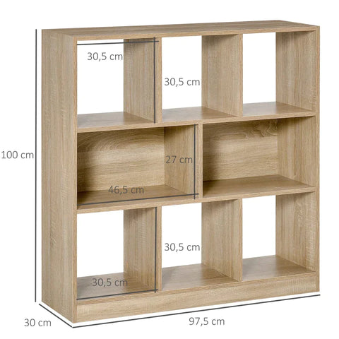 Rootz Bookshelf - Bookcase - Storage Rack - Storage Shelf - Display Shelf - 3 Tier Shelf - Natural - 97.5 x 30 x 100 cm