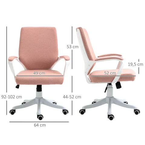 Rootz Office Chair - Desk Chair - Home Office Chair - With Rocker Function - Pink/White - 62x69x92-100 cm