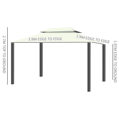 Rootz Gartenpavillon – Outdoor-Pavillon – Gartenpavillon – Pavillon – Cremeweiß – 3,9 x 2,9 x 2,7 m