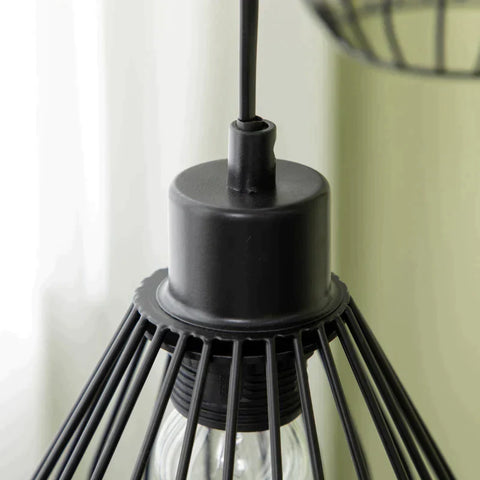 Stehleuchte Rootz – 3 Flammen – Gitterschirm – Fußschalter – E27-Fassung – Metall – Schwarz – 48 x 42 x 175 cm