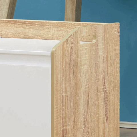 Rootz Bench - Opbergbank - Bank Met Opbergruimte - 2-in-1 Borstbank - Slaapkamer - Woonkamer - Wit/Natuur - 62.4B x 40D x 51.5H cm