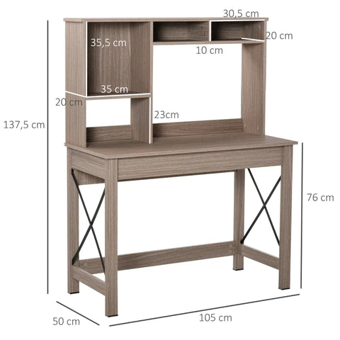 Rootz Desk - Computer Desk - Writing Table - Office Table - Bookshelf - 105 Cm X 50 Cm X 137.5 Cm