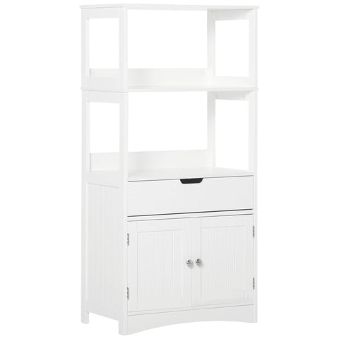 Rootz Bathroom Cabinet - Bathroom Floor Cabinet - Storage Cabinet - Bathroom Midi Cabinet - Drawer Base Cabinet - With 2 Open Shelves - White - 60 x 33 x 122.5 cm