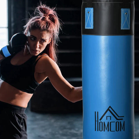 Rootz Punching Bag Set - Boxing Set - With Boxing Gloves - Filled Set - For Adults And Young People - Blue - 100 kg - Ø25 x 120 cm