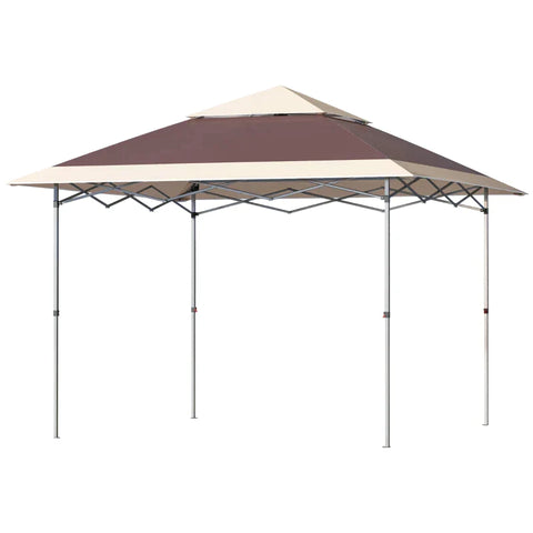 Rootz Gazebo - Party Tent - Garden Gazebo - Party Gazebo - Pop UP Tent - Steel/Oxford Cloth - Dark Brown/Khaki - 3.6L x 3.6W x 2.98H m