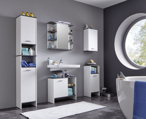 Rootz Bathroom Cabinet - Storage Cabinet - White - 32 x 60 x 21 cm