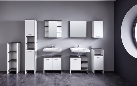 Rootz Badezimmerschrank – Waschbeckenschrank – Weiß – 60 x 55 x 28 cm