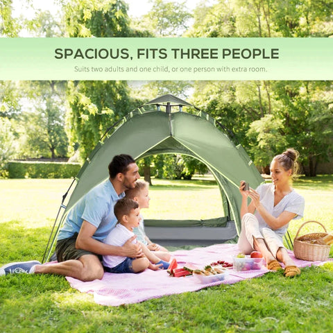 Rootz Camping Tent - Double Tent - Family Tent - Automatic Pop Up - Tent - Dark Green - 210 X 210 X 140 cm