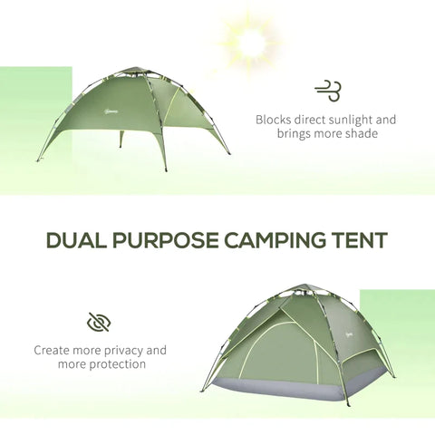 Rootz Camping Tent - Double Tent - Family Tent - Automatic Pop Up - Tent - Dark Green - 210 X 210 X 140 cm