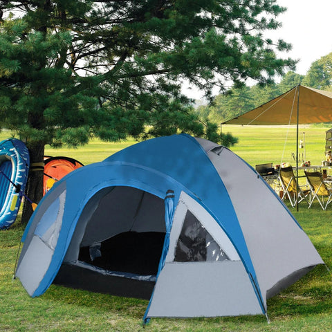 Rootz Camping Tent - Familietent - Automatische Pop Up - Tent - Blauw/Grijs - 210 X 210 X 140 cm
