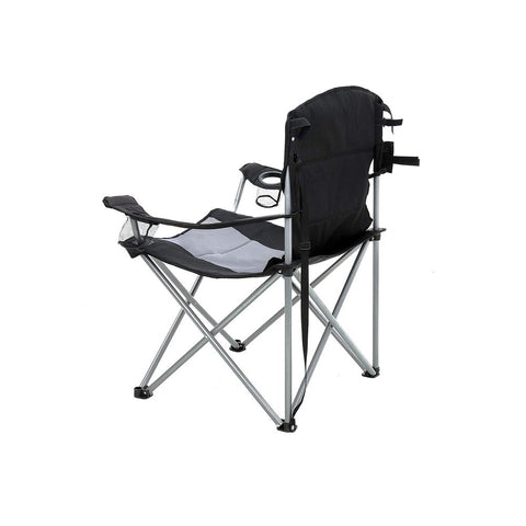 Rootz campingstoel - campingstoel met gevoerde zitting - draagbare klapstoelen - campingmeubilair - strandstoelen - wandelstoelen - 600D Oxford-stof - zwart - 101 x 68 x 106 cm (L x B x H)