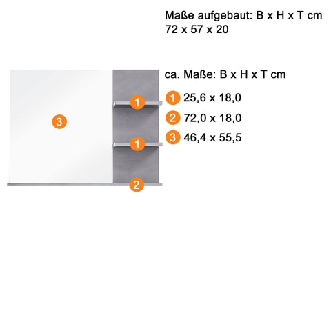 Rootz Bathroom mirror - Wall mirror - Gray - 72 x 57 x 20 cm