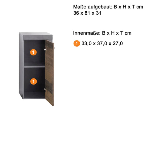 Rootz Bathroom Cabinet - Storage Cabinet - Brown and Gray - 36 x 81 x 31 cm