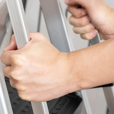 Rootz Aluminum Ladder - Work Ladder - Foldable Work Ladder - Non-slip - Rust-proof With Tool Tray - Aluminum - Silver - 45.5 x 82 x 145cm