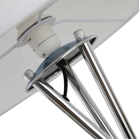 Rootz Vloerlamp - Vloerlamp Met Stoffen Kap - Drievoudige Metalen Voet - Metaal + PS + Stof - Zilver + Wit - 48 x 48 x 162 cm