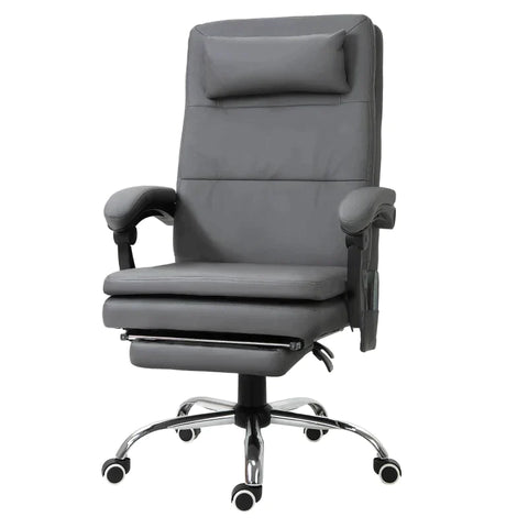 Rootz Massagesessel – Chefsessel mit Massagefunktion – 7 Vibrationsmassagepunkte – höhenverstellbar – Bürostuhl – Galvanikschaum – Grau – 67 x 70 x 112–120 cm