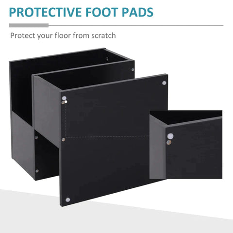 Rootz Side Table - 2-tier Side Table - Bed Table With Modern Design - Coffee Table For Office - Living Room - Dining Room - Black - 40 x 40 x 43 cm