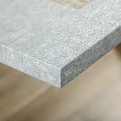 Rootz Dining Table - Kitchen Table - Stone Look Table Top - Steel Legs - MDF - Gray + Black - 140 x 80 x 76 cm