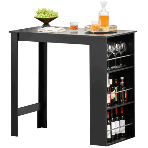 Rootz Bartisch – Moderner Esstisch – Schreibtisch mit 3 Ablagen – Spanplatte – Schwarz – 112 x 57 x 106 cm