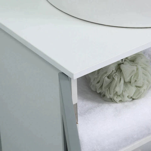 Rootz Badkamermeubel - Badkamer Wastafelmeubel - 1 Verstelbare Plank - Voetstuk Onder Sink Design - Grijs en Wit - 60L x 30W x 60H cm