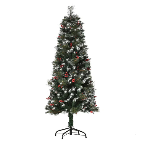 Rootz Weihnachtsbaum – Künstlicher Weihnachtsbaum – Tanne – Weihnachtsdekoration – 360 Zweige – PVC – Metall – Grün/Weiß – Ø50 x 150 cm