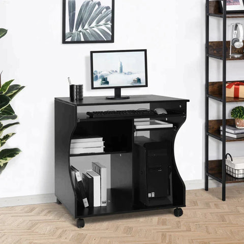 Rootz Computer Desk - Laptop Desk - Desk -computer Table - Laptop Table - Computer Laptop Desk - Black - 80 Cm X 48 Cm X 76 CM