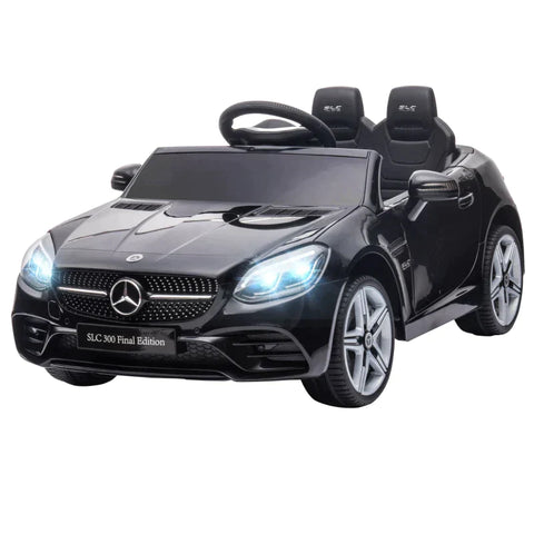 Rootz Elektroauto – Kinder-Elektroauto mit LED-Scheinwerfern – Sicherheitsgurt – Hupe – Musik – 3–5 km/h – Schwarz – 107 x 62,5 x 44 cm