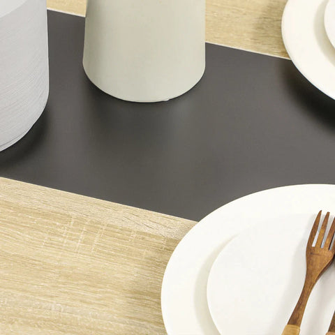 Rootz 3 Pcs. Dining Group - Table And Two Benches - Classic Design - Wood Look - Chipboard - Oak + Black - 119cm x 70cm x 75cm